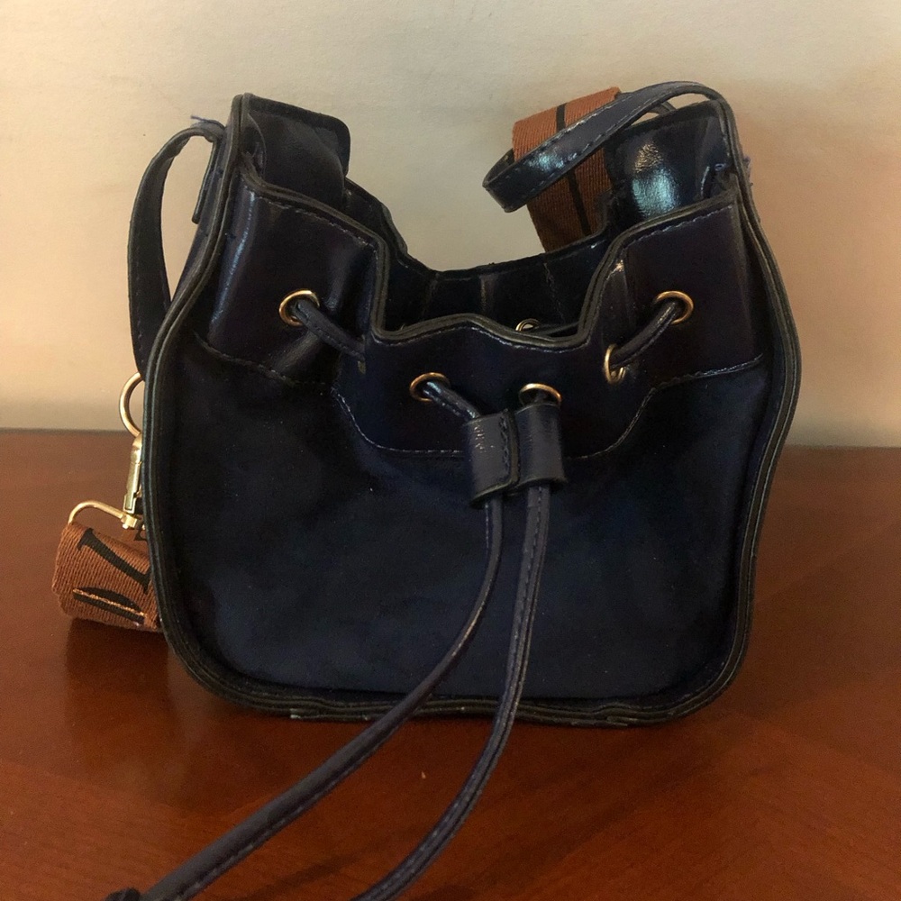 Navy Drawstring Crossbody Bag - Unbranded